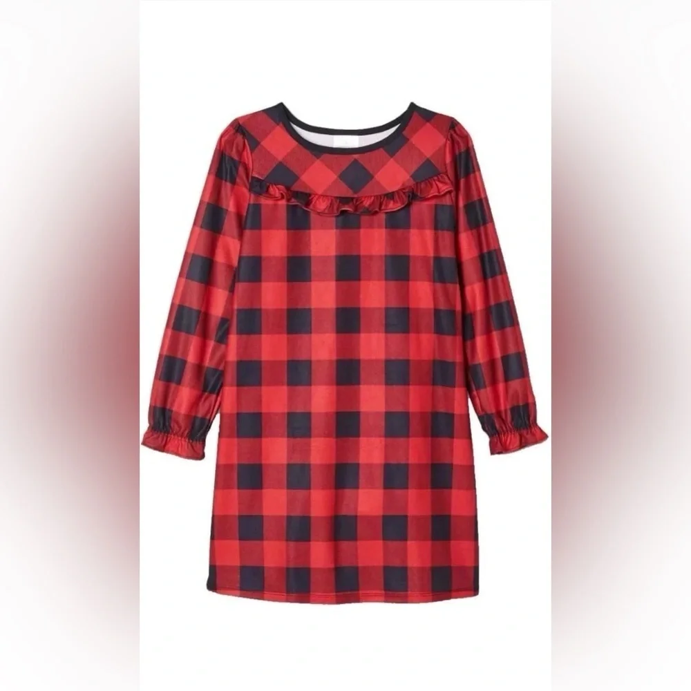WONDERSHOP OEKO-TEX PLAID NIGHTGOWN - RED/BLACK SIZE 3T (NEW WITH TAGS)